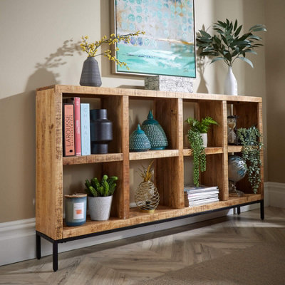 Home Source Stockton Mango Wood Wide 8 Shelf Bookcase