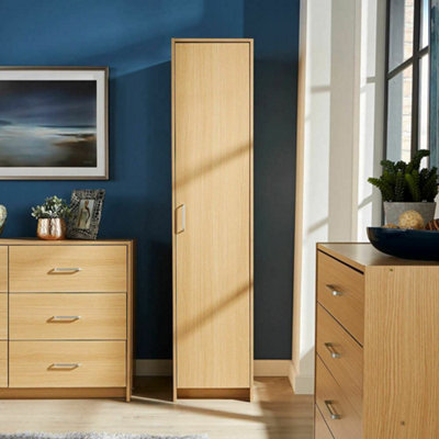 Home Source Stratford 1 Door Wardrobe Unit Oak Effect