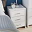 Home Source Stratford 3 Drawer Bedside Table White