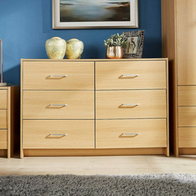 Home Source Stratford 6 Drawer Chest Oak