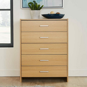 Home Source Stratford Chest of 5 Drawers Oak Effect