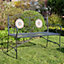 Home Source Sunflower Mosaic 2 Seater Outdoor Garden Patio Metal Bench Black