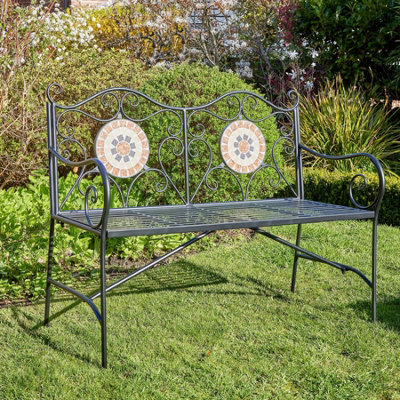 Small wrought iron on sale garden bench