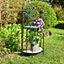 Home Source Sunflower Mosaic 2 Tier Garden Planter Metal Stand Black