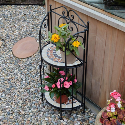 Wrought Iron Plant Stand - Indoor/Outdoor Black Metal Flower Rack, Multiple Sizes