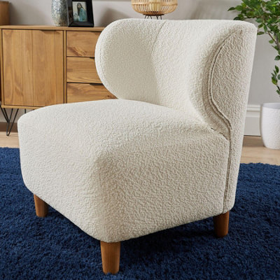 Home Source Teddy Fur Armless Chair Cream DIY at B Q