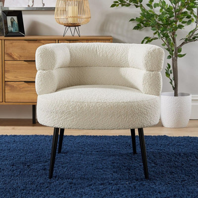 Home Source Teddy Fur Tub Chair Cream DIY at B Q