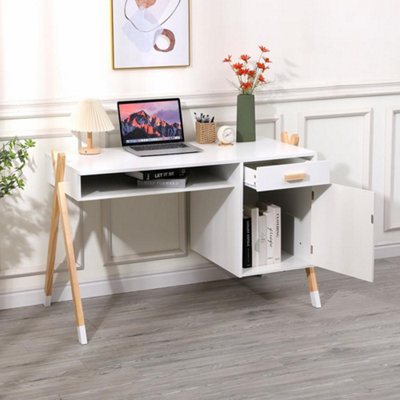 White oak deals computer desk