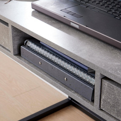 Home Source Toronto 2 Drawer Computer Office Desk Concrete Effect