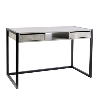 Home Source Toronto 2 Drawer Computer Office Desk Concrete Effect