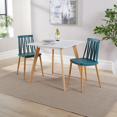 Home Source Trinity Dining Table and 2 Teal Lucy Chairs