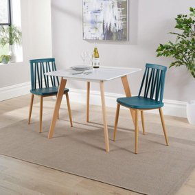 Home Source Trinity Table and 2 Teal Lucy Chairs