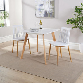 Home Source Trinity Table and 2 White  Lucy Chairs