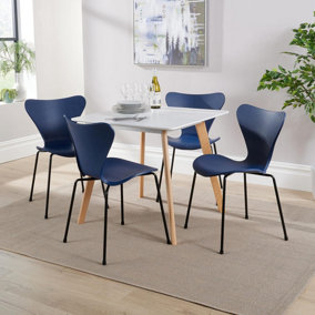 Home Source Trinity Table and 4 Blue Penny Chairs