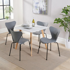 Home Source Trinity Table and 4 Grey Penny Chairs