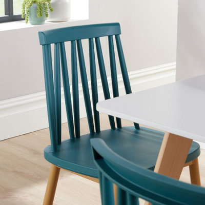 Home Source Trinity Table and 4 Teal Lucy Chairs