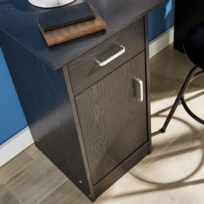 Home Source Tyler 1 Drawer Office Computer Desk with Storage Cupboard Black