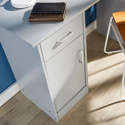 Home Source Tyler 1 Drawer Office Computer Desk with Storage Cupboard Grey