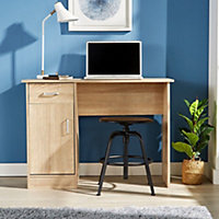 Home Source Tyler 1 Drawer Office Computer Desk with Storage Oak
