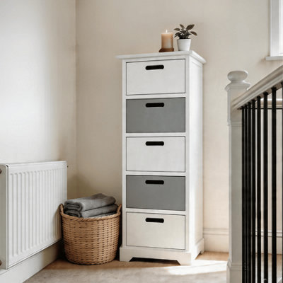 Home Source Ullswater Fully Assembled 5 Drawer Chest Storage Unit White ...