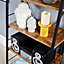 Home Source Urban 4 Tier Bookcase Shelving Storage Black and Rustic Wood Effect