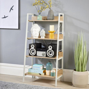 Home Source Urban 4 Tier Bookcase Shelving Storage Grey and Oak Effect