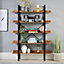 Home Source Urban Ladder 5 Tier Bookcase Shelving Storage Black and Rustic Wood Effect