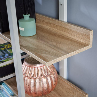 Home Source Urban Ladder 5 Tier Bookcase Shelving Storage Grey and Oak Effect