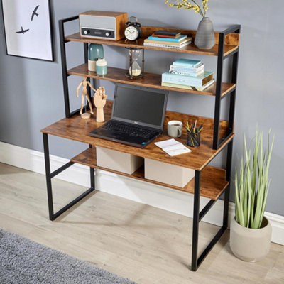 Rustic computer desk store with hutch