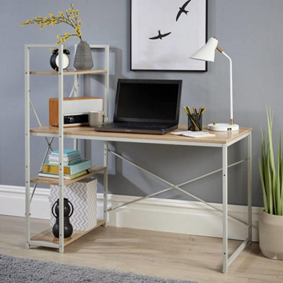 Home Source Urban Office Computer Desk with 4 Shelves Sonoma Oak Finish ...