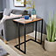 Home Source Urban Sofa Lamp Side Table Grey and Rustic Wood Effect