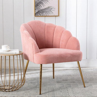 Home Source Valerie Shell Backed Velvet Occasional Armchair Pink