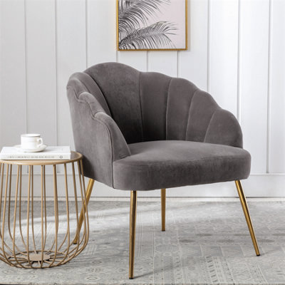 President browser Temerity Home Source Valerie Shell Backed Velvet Occasional Armchair Steel Grey |  DIY at B&Q