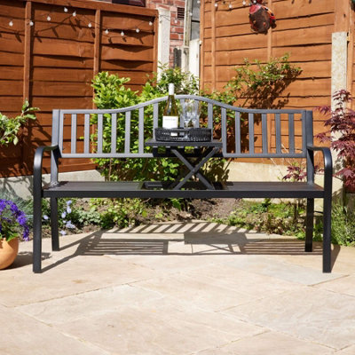 Home Source Valetta Garden Outdoor Loveseat Bench Black