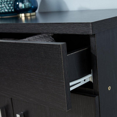 Home Source Venetia Door Drawer Shoe Storage Cabinet Unit Black