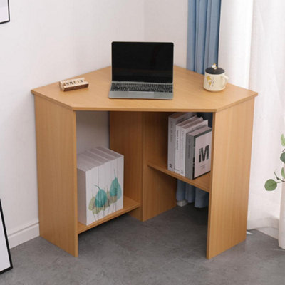 Compact corner desk with shop storage