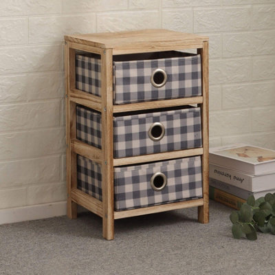 Home Source Weybourne Fabric 3 Drawer Storage Chest