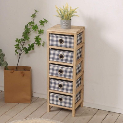 Home Source Weybourne Fabric 5 Drawer Storage Chest