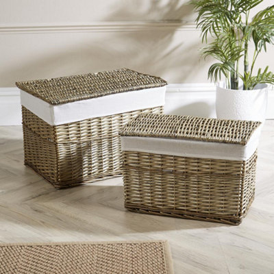 Fabric lined deals storage baskets