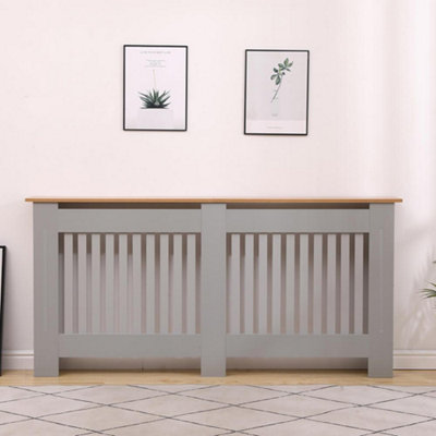Home Source York Extra Large Radiator Cover Dark Grey with Oak Effect Top