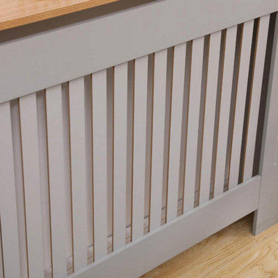 Home Source York Medium Radiator Cover Dark Grey with Oak Effect Top