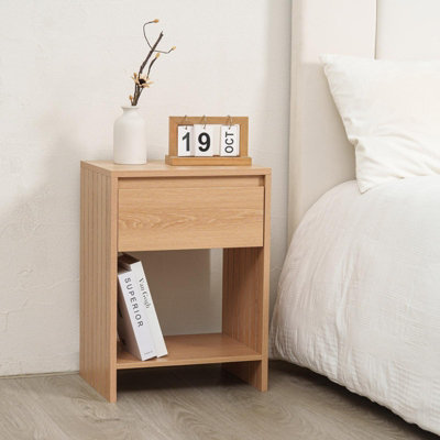 Home Stuff Plus 40x29.5x55 cm MDF Bedside Table Bedside Cabinet with Drawer and Shelve for Bedroom, Livingroom