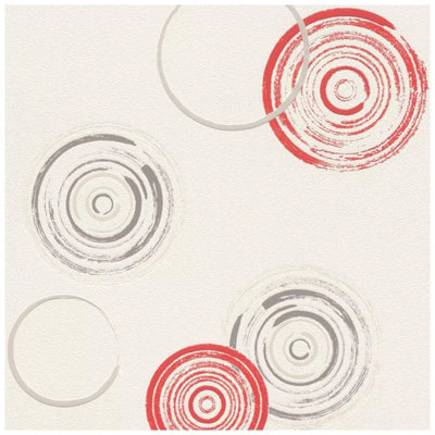 Home Style Circle Textured Wallpaper Red Vinyl Washable Paste The Wall