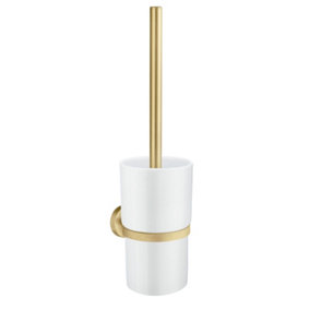 HOME - Toilet Brush. Brushed Brass/Porcelain. Height 380 mm.