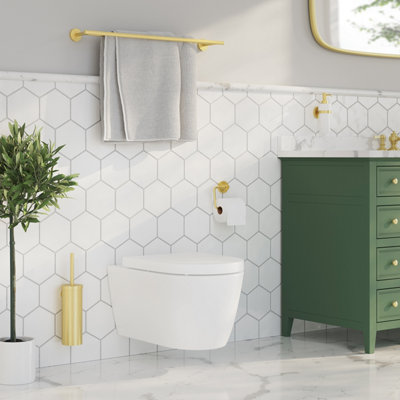 HOME - Toilet Roll Holder. Brushed Brass.