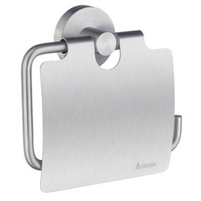 HOME - Toilet Roll Holder with Cover in Brushed Chrome