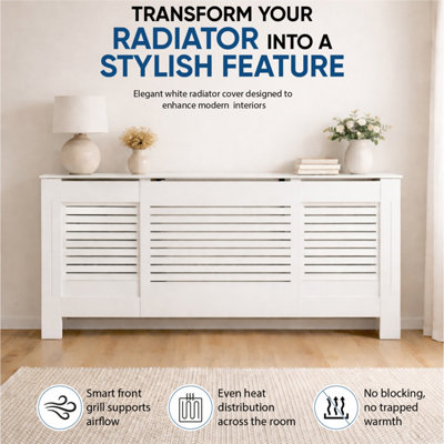 Home Treats Designer Adjustable Radiator Cover White Wooden Heater ...