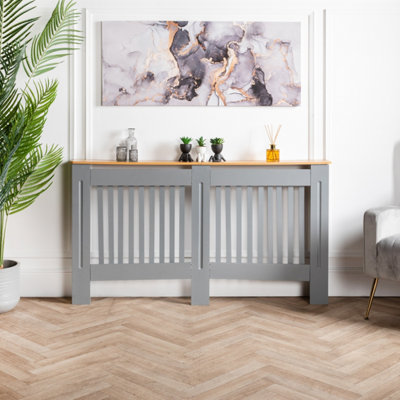 Home Treats Designer Large Grey Wooden Mdf Radiator Cover