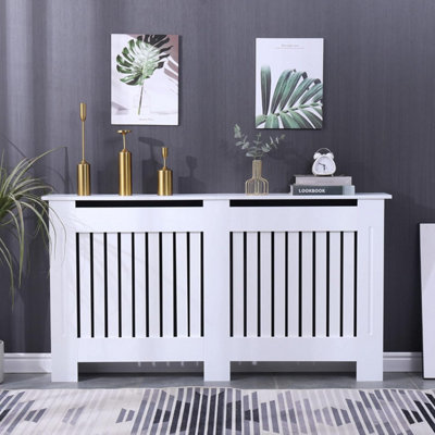 Home Treats Designer Large White Wooden Mdf Radiator Cover