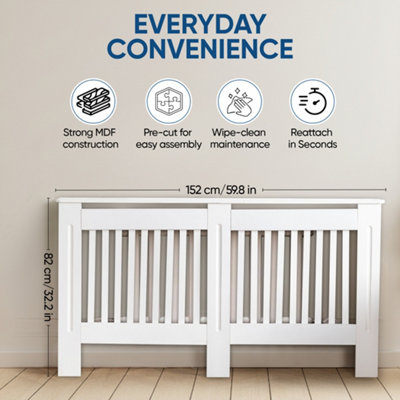 Home Treats Designer Large White Wooden Mdf Radiator Cover